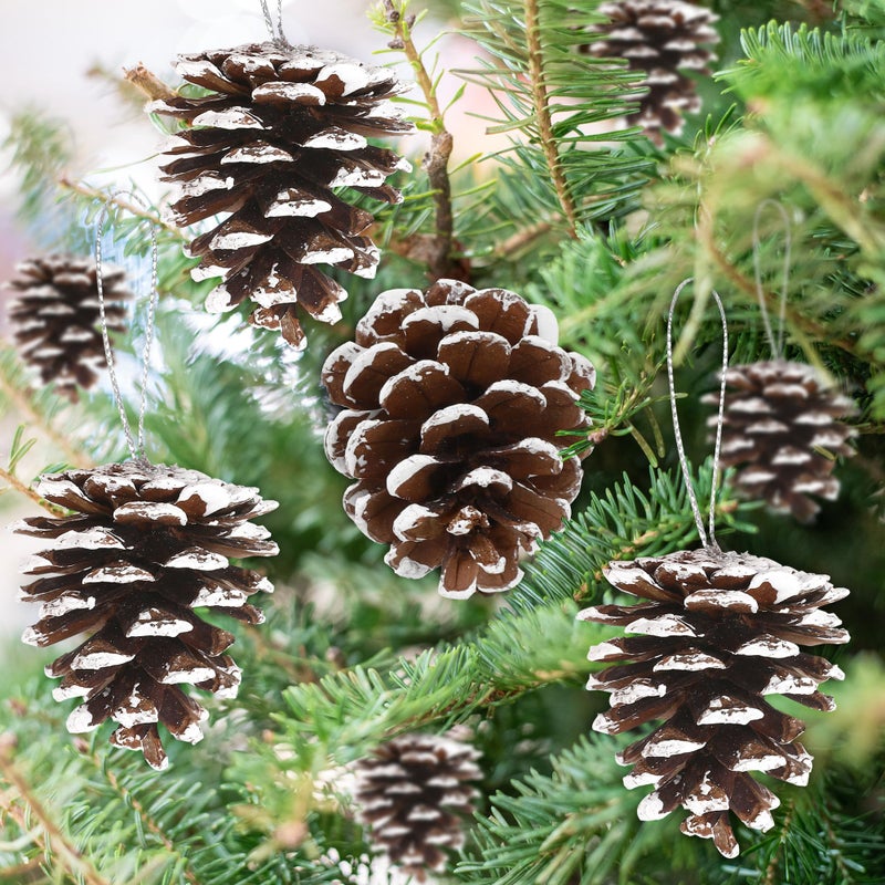 Helimoto 24 PCS Natural Pine Cones, 1.96 in Pinecone Ornaments, Pine Cones for Crafts with Sliver String, Decorative DIY Pine Cones for Christmas Tree Christmas Table Decorations, Winter Decor Vase Filler - Image 5